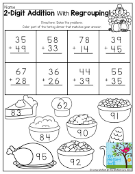 These sheets have been created for children at the start of second grade. November Fun Fill Learning Resources Thanksgiving Addition Worksheets Addition With Regrouping Worksheets Addition Worksheets