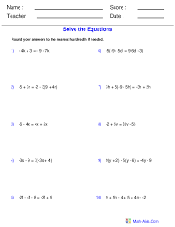 Practice math facts including multiplication, division, addition, and subtraction, and much more. Pre Algebra Worksheets Equations Worksheets