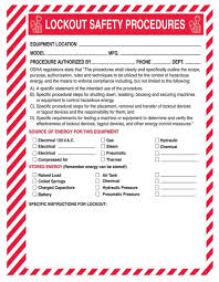 It is very simple, but it gives you an idea of what osha is suggesting. Lockout Procedure Station Lockout Safety Procedure Form Frkss144