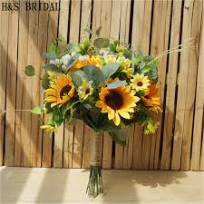 Shop our wide range of flowers online. H S Bridal Sunflower Wedding Bouquet Green Plant Sun Flower Bridal Bouquets Yellow Artificial Wedding Flower Bridesmaid Bouquets Buy At The Price Of 29 99 In Aliexpress Com Imall Com