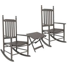 Sunnydaze Decor Gray Wooden Patio Rocking Chairs With Side Table Set Of 2 Jh 782 Set The Home Dep Rocking Chair Set Wood Rocking Chair Patio Rocking Chairs
