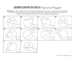 Leave your answer in terms of π. Segment Lengths In Circles Chords Secants And Tangents Pyramid Sum Puzzle