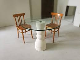 Whether you prefer the simple elegance of a glass top table or the traditional charm of a wooden table, american signature has dining room tables for you. Dining Table With Stone Base And Top In Glass Idfdesign