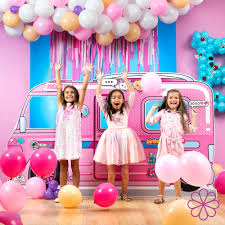 Hanging fluffy and swirl decorations are sure to catch the eye of the fashionistas at your party, and are great for both indoor and outdoor barbie. Barbie Dreamhouse Barbie Theme Party Barbie Birthday Party Adventure Birthday Party