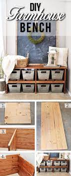 55 Diy Rustic Organizing And Storage Projects That Will Help You Keep Your House Organized Farmhouse Bench Diy Rustic Storage Diy Storage Projects