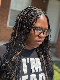 Small Traditional Box Braids + Boho 🤎 #boxbraids #boxbraidstyles  #hinesvillebraider