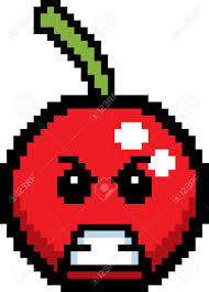An Illustration Of A Cherry Looking Angry In An 8-bit Cartoon Style.  Royalty Free SVG, Cliparts, Vectors, and Stock Illustration. Image 51711060.