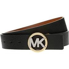 Wide black & gold stretch belt with metal buckle in three different options, or hook and eye trim. Michael Kors Reversible Black Tan Two Tone Mk Circle Logo Buckle Belt 551804c Overstock 23621968