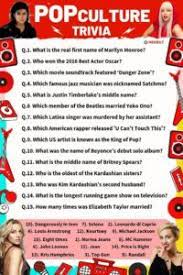 So turn the radio up and explore this collection of. Pop Culture Trivia Questions Answers Meebily