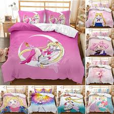 Sailor moon bedding set 2. Pink Bedding Set Kawaii Juego De Cama Sailor Moon Bedding Kids Luxury Duvet Cover Girls King Queen Twin Comforter Cover Set Full Wish
