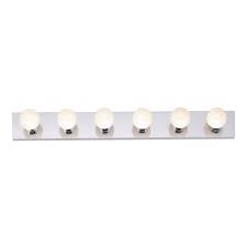 There are a variety of different textures and colors to choose from among ylighting's vanity light bar options such as crystal, chrome, clear glass, industrial, bronze. Nuvo 6 Light Bathroom Vanity Strip Light Fixture Polished Chrome Nuvo Sf77 194 Homelectrical Com