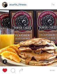 Whole grain pancake mix loaded with 14 grams of protein and here's my favorite recipe to amp up kodiak cakes. The Ultimate Kodiak Cake Pancake Stacks Recipe Alex Curtis Kodiak Cakes Recipes Protein Pancake Recipe