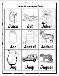 Letter name ipa english approx. Letter J Picture Flash Cards Printable Englishbix