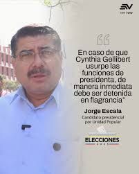 📌 El candidato a la Presidencia por el partido Unidad Popular, Jorge  Escala, presentó en Fiscalía una denuncia en contra del presidente Daniel  Noboa y la vicepresidenta encargada Cynthia Gellibert ▶️  https://bit.ly/4fOXsi4