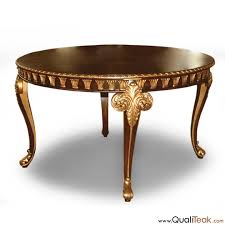 Modern lines round drop leaf table for small space. Antique Luxury Round Dining Table With Gold Leaf Finish On Carving Detail Buy Antique French Round Dining Table Round Dining Table With Leather Chairs Carved Round Travertine Dining Table Product On Alibaba Com