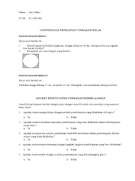 Jun 18, 2020 · latihan soal penelitian tindakan kelas ptk ini berbentuk pilihan ganda dengan empat alternatif jawaban dan dilengkapi dengan kunci jawaban yang dapat di unduh dengan mudah. Contoh Soal Angket Ptk