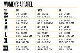 Womens Sizing Measurement Chart Standard Sizes Useful