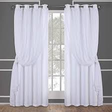Buy vogol small window valances curtains, birds printed window curtain tier pair 36 inch long pocket window treatments for kitchen cafe, 2 panels: Amazon Com Exclusive Home Curtains Catarina Layered Solid Blackout And Sheer Window Curtain Panel Pair With Grommet Top 52x84 Winter White 2 Count Home Kitchen