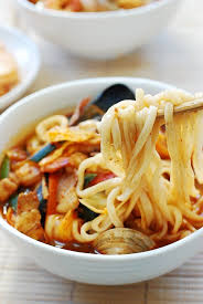 Jjamppong Korean Spicy Seafood Noodle Soup Korean Bapsang Recipe Noodle Soup Seafood Food