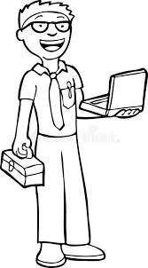 Whether you're using mac or windows, you should aware of how viruses and. Computer Technician Black And White Stock Vector Illustration Of Adult Profession 9630241