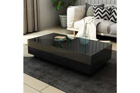 Modern coffee tables with storage come with shelves, trunk space, and decorative or hidden drawers that can help to store various items. Modern Coffee Table 4 Drawer Storage Shelf High Gloss Wood Living Room Furniture Black Kogan Com