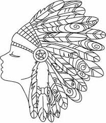 Feather Headdress Embroidery Designs Coloring Pages Embroidery