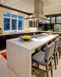 This is a beautiful luxury kitchen design that would look great in a variety of home styles ranging from traditional to ultra modern. Luxurious Island Design Ideas For High End Kitchen Countertops Marble Granite