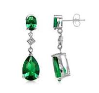 6.2 Ctw Pear Shape Nano Green Emerald 925 Sterling Silver Drop Dangle Stud  Post Earrings