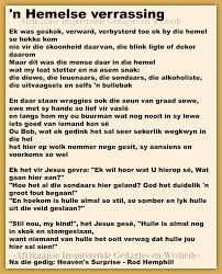 Afrikaanse gedigte oor die lewe. Afrikaanse Inspirerende Gedagtes Wyshede N Hemelse Verrassing