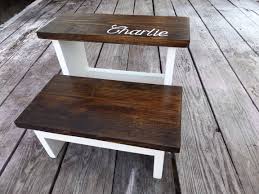 2 Step Kids Stool Wood Step Stool Personalized Kids Step Stool Wood Stool 2 Step Wood Stool Walnut Stain Choo Wooden Step Stool Wood Step Stool Step Stool