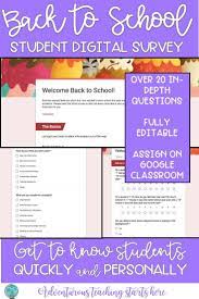 Back To School Student Survey Google Form Student Survey Back To School Activities School Activities