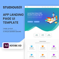 This is the only app landing page you will ever need, this design has an extremely well layered psd where you will be able to find everything you need in an instance. App Landing Page Ui Design Xd Template Studious31 Shop