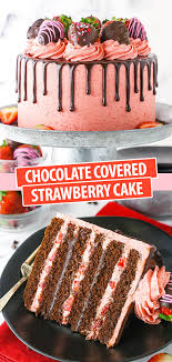 Chocolate Covered Strawberry Layer Cake Recipe Strawberry Layer Cakes Strawberry Cake Recipes Chocolate Covered Strawberry Cake