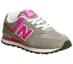 New balance 574 classic gray sneakers 1229 size 9 widetop rated seller. New Balance 574 Kids Trainers Grey Grey Pink Unisex