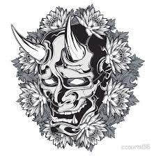 Black And White Japanese Demon Tattoo Designs 