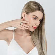 Dissoo®Oval Cut Emerald Green Sterling Silver Ring