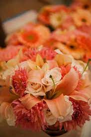 Pin By Embellished Blooms On Bouquets Coral Wedding Colors Wedding Party Flowers Orange Bouquets