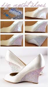 Want the look of expensive crystals but don't want the expensive price tag? How To Apply Swarovski Crystal Rhinestone Onto Shoes Heels Wedges Shoe Makeover Diy Shoes Diy Crystals