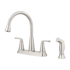 These are the most common faucet leaks,﻿﻿ and a small drip will get worse over time and eventually add up on your water bill. Spot Defense Stainless Steel Allegan F 036 4aggs 2 Handle Kitchen Faucet Pfister Faucets