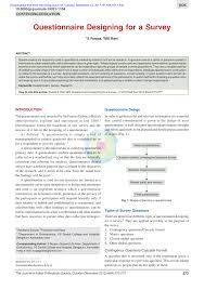 Pdf Questionnaire Designing For A Survey