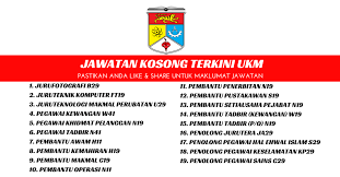 Jawatan kosong, jawatan kosong kerajaan, jawatan kosong swasta, jawatan kosong 2020.sumber jawatan kosong.suruhanjaya perkhidmatan awam malaysia (spa). Jawatan Kosong Terkini Ukm Kerja Kosong Kerajaan