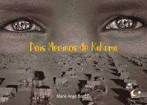 Capa do livro “Dois meninos de Kakuma”, de Marie Ange Bordas, com foto em preto e branco que destaca os olhos de uma criança.