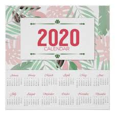 Pink And Green Tropical Palm Leaves 2020 Calendar Poster Calendars 2019 Personalized Calendar Calendar Poster Leaf Artwork Pink And Green