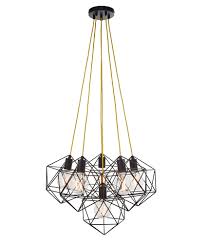 Novica, the impact marketplace, features unique geometric lamps lighting and decorating ideas by talented artisans worldwide. Black Cage 6 Light Pendant With Yellow Flex 1 2m Drop