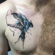 Bird Tattoos For Guys On Chest My New Bluebird Done By David May At One Day Tattoos In London Uk Small Chest Tattoos London Tattoo Chest Tattoo
