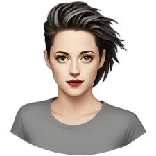 Kristen stewart gray in round neck t-shirt emoji