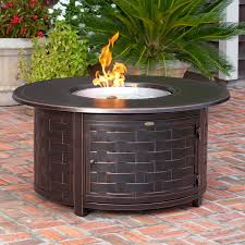 Fire Sense Perissa Woven Round Cast Aluminum Propane Gas Fire Pit From Hayneedle Com Round Fire Pit Table Propane Fire Pit Table Round Propane Fire Pit
