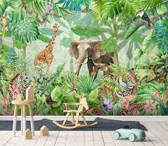 3d Cartoon Forest Animals Wallpaper For Kids Room Animal Wallpaper Mural Mural Wallpaper