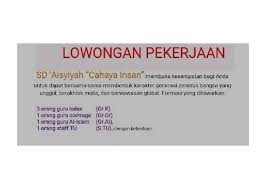 77 lowongan kerja guru bulan mei 2021. Lowongan Kerja Sd Aisyiyah Cahaya Insan April 2019