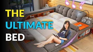 The Ultimate Bed With Built In Massage Chair Speakers And Desk Youtube Love the lights and different settings and playing my music through the speakers!